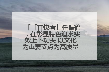 「甘快看」任振鹤：在彰显特色追求实效上下功夫 以文化为重要支点为高质量发展增添动能