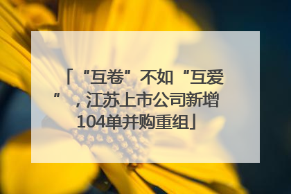 “互卷”不如“互爱”，江苏上市公司新增104单并购重组