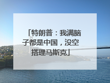 特朗普：我满脑子都是中国，没空搭理马斯克