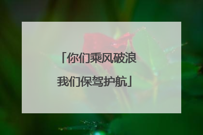 你们乘风破浪 我们保驾护航