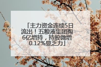 主力资金连续5日流出！五粮液集团掏6亿增持，持股微增0.12%显乏力