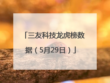 三友科技龙虎榜数据（5月29日）