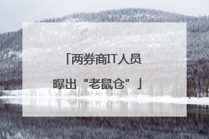 两券商IT人员曝出“老鼠仓”