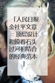 人民日报金社平文章：顶层设计和摸着石头过河相结合的经典范本