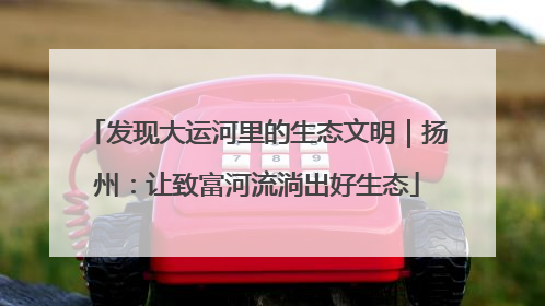 发现大运河里的生态文明｜扬州：让致富河流淌出好生态