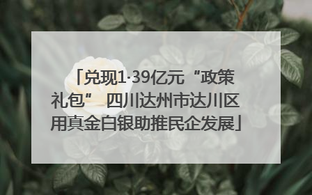 兑现1·39亿元“政策礼包” 四川达州市达川区用真金白银助推民企发展