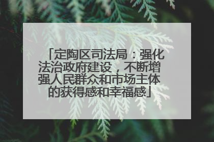 定陶区司法局：强化法治政府建设，不断增强人民群众和市场主体的获得感和幸福感