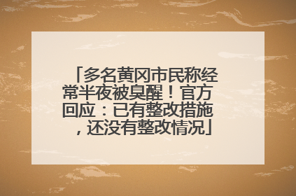 多名黄冈市民称经常半夜被臭醒！官方回应：已有整改措施，还没有整改情况