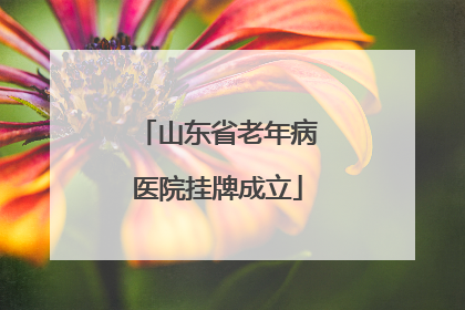 山东省老年病医院挂牌成立
