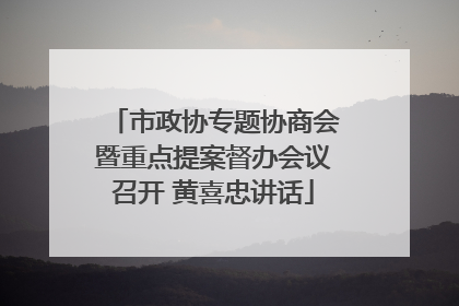 市政协专题协商会暨重点提案督办会议召开 黄喜忠讲话