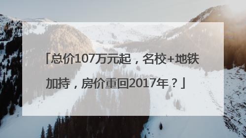 总价107万元起，名校+地铁加持，房价重回2017年？