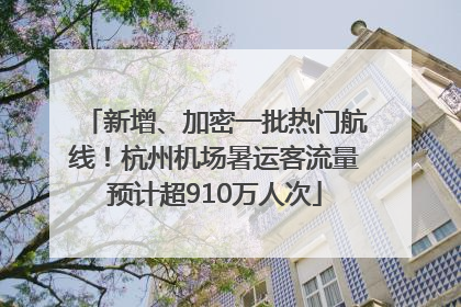 新增、加密一批热门航线！杭州机场暑运客流量预计超910万人次