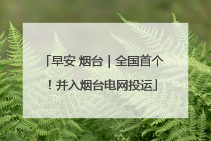 早安 烟台｜全国首个！并入烟台电网投运