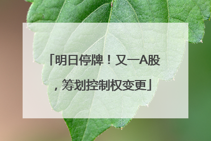 明日停牌！又一A股，筹划控制权变更