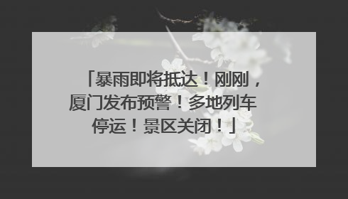 暴雨即将抵达！刚刚，厦门发布预警！多地列车停运！景区关闭！