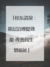 桂东清泉：基层治理提效能 改善民生增福祉