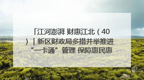 江河澎湃 财惠江北（40）｜新区财政局多措并举推进“一卡通”管理 保障惠民惠农补贴精准高效发放