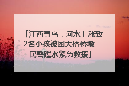 江西寻乌：河水上涨致2名小孩被困大桥桥墩 民警蹚水紧急救援