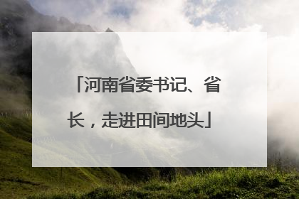 河南省委书记、省长，走进田间地头