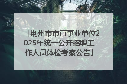 荆州市市直事业单位2025年统一公开招聘工作人员体检考察公告