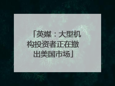 英媒：大型机构投资者正在撤出美国市场