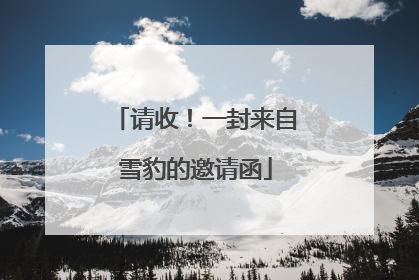 请收！一封来自雪豹的邀请函