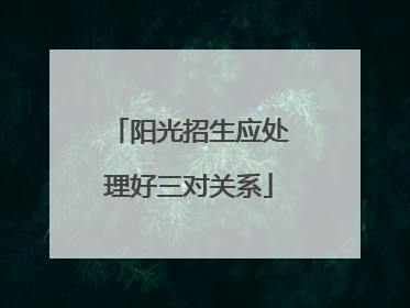 阳光招生应处理好三对关系