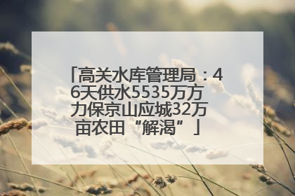 高关水库管理局：46天供水5535万方 力保京山应城32万亩农田“解渴”
