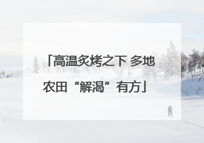 高温炙烤之下 多地农田“解渴”有方