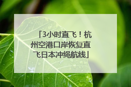 3小时直飞！杭州空港口岸恢复直飞日本冲绳航线