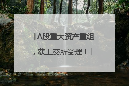 A股重大资产重组，获上交所受理！